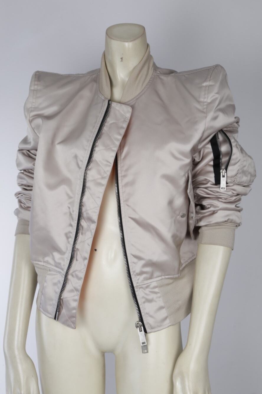 Unravel Project Ben Taverniti Beige Satin Jacket Shoulder Pad Bomber SZ 40 $1800